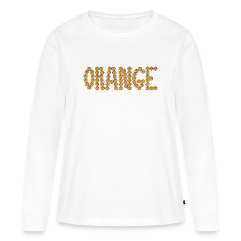 Orange typography - Women's Premium Organic Long Sleeve Shirt - white - Front - Julia (174cm)