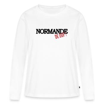 Normande de ouf (noir) - T-shirt manches longues Premium bio Femme - blanc - Devant - Julia (174cm)