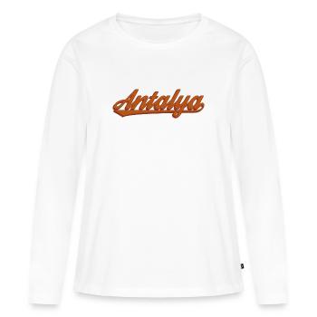 Antalya Lettering Retro Design - T-shirt manches longues Premium bio Femme - blanc - Devant - Julia (174cm)