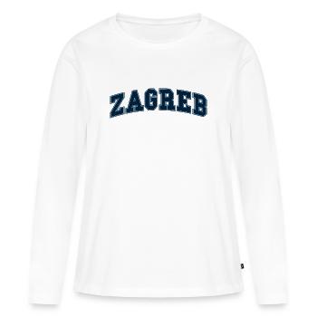 Lettrage Zagreb Varsity - T-shirt manches longues Premium bio Femme - blanc - Devant - Julia (174cm)