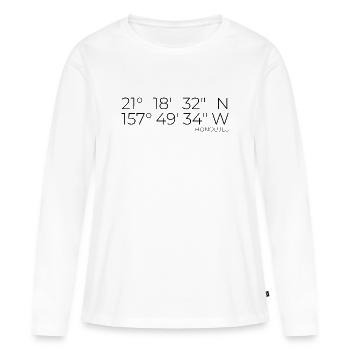 Coordonnées : Honolulu, Oahu, Hawaï - T-shirt manches longues Premium bio Femme - blanc - Devant - Julia (174cm)