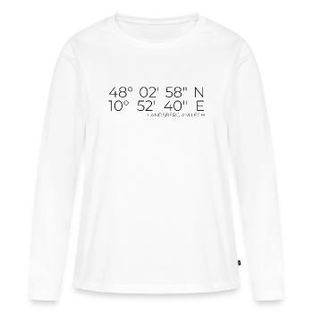 Coordonnées Landsberg am Lech - T-shirt manches longues Premium bio Femme - blanc - Devant - Julia (174cm)