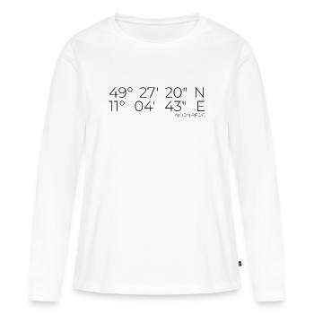 Coordonnées Nuremberg - T-shirt manches longues Premium bio Femme - blanc - Devant - Julia (174cm)
