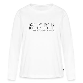 Coordonnées Bad Neustadt an der Saale - T-shirt manches longues Premium bio Femme - blanc - Devant - Julia (174cm)
