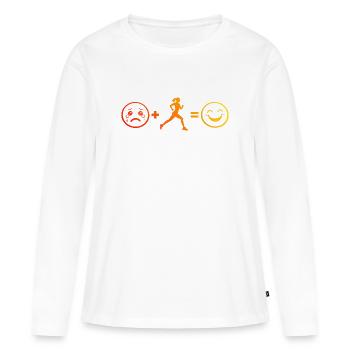 Idée cadeau pour une course à pied - T-shirt manches longues Premium bio Femme - blanc - Devant - Julia (174cm)