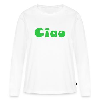 Ciao Grünes Pop-Logo Stil - Frauen Premium Bio Langarmshirt - Weiß - Vorne - Julia (174cm)