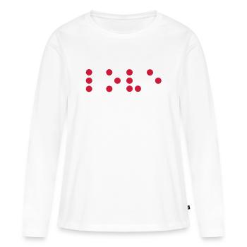 Amour - en braille - T-shirt manches longues Premium bio Femme - blanc - Devant - Julia (174cm)