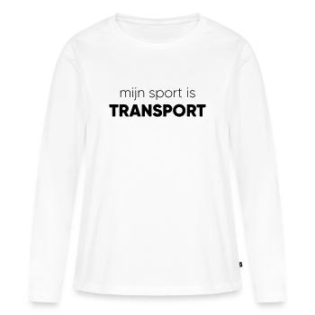 mon sport est le transport - T-shirt manches longues Premium bio Femme - blanc - Devant - Julia (174cm)