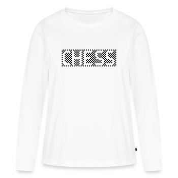Icône de bouclier de logo pixel d’échecs icône graphique de jeu - T-shirt manches longues Premium bio Femme - blanc - Devant - Julia (174cm)