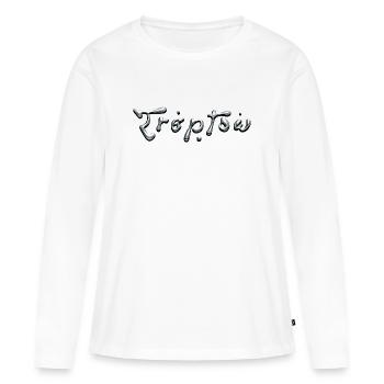 Typographie Treptow Liquid Chrome - T-shirt manches longues Premium bio Femme - blanc - Devant - Julia (174cm)