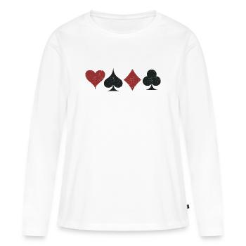 Karte Anzüge Symbole Grunge Textur - Frauen Premium Bio Langarmshirt - Weiß - Vorne - Julia (174cm)