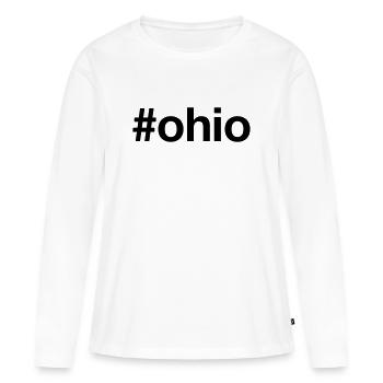 Mot-clic OHIO - T-shirt manches longues Premium bio Femme - blanc - Devant - Julia (174cm)