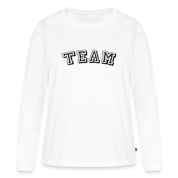 Conception d'équipe - T-shirt manches longues Premium bio Femme - blanc - Devant - Julia (174cm)