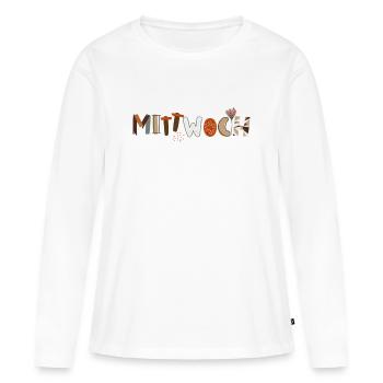 Mercredi en semaine - T-shirt manches longues Premium bio Femme - blanc - Devant - Julia (174cm)