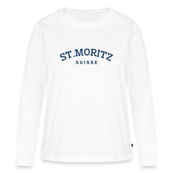 St. Moritz - Suisse - Switzerland - Swiss - Women's Premium Organic Long Sleeve Shirt - white - Front - Julia (174cm)