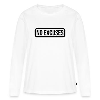 Citation motivante sans excuses - T-shirt manches longues Premium bio Femme - blanc - Devant - Julia (174cm)