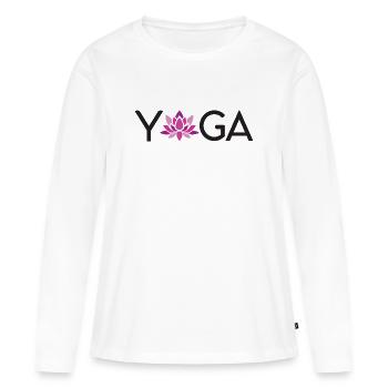 Yoga Geschenkidee - Frauen Premium Bio Langarmshirt - Weiß - Vorne - Julia (174cm)