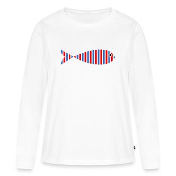 POISSON. SARDINE. POISSON D'AVRIL. MER. OCÉAN - T-shirt manches longues Premium bio Femme - blanc - Devant - Julia (174cm)