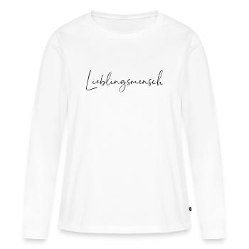 lieblingsmensch / handschrift design - Frauen Premium Bio Langarmshirt - Weiß - Vorne - Julia (174cm)