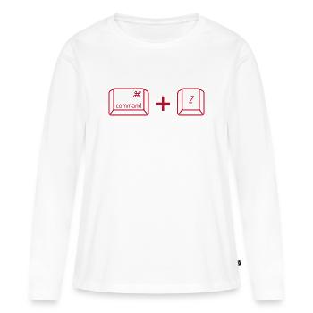Commande + Z - T-shirt manches longues Premium bio Femme - blanc - Devant - Julia (174cm)