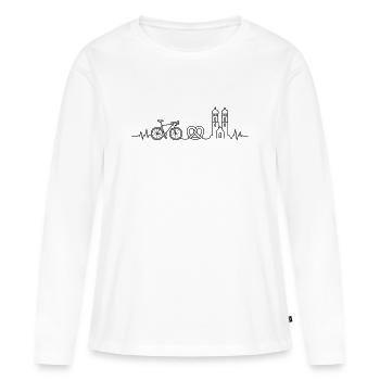 Munich Road Bike Heartbeat – Conception cycliste - T-shirt manches longues Premium bio Femme - blanc - Devant - Julia (174cm)