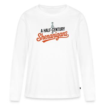 demi-siècle manigances chapeau de fête anniversaire - T-shirt manches longues Premium bio Femme - blanc - Devant - Julia (174cm)