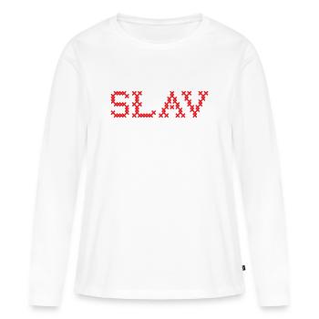 SLAV Slavic Folk Slawisch - Frauen Premium Bio Langarmshirt - Weiß - Vorne - Julia (174cm)