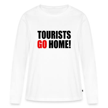 tourists go home - T-shirt manches longues Premium bio Femme - blanc - Devant - Julia (174cm)
