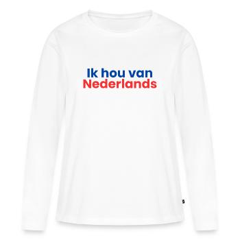 J’adore le néerlandais - T-shirt manches longues Premium bio Femme - blanc - Devant - Julia (174cm)