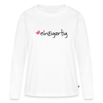 #einzigartig - Frauen Premium Bio Langarmshirt - Weiß - Vorne - Julia (174cm)