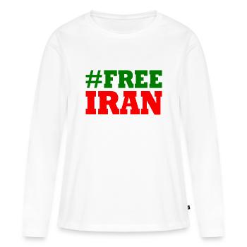 Free iran - T-shirt manches longues Premium bio Femme - blanc - Devant - Julia (174cm)