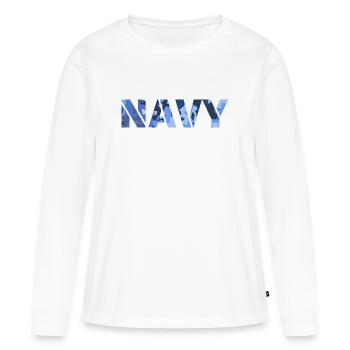Motif de camouflage NAVY - T-shirt manches longues Premium bio Femme - blanc - Devant - Julia (174cm)