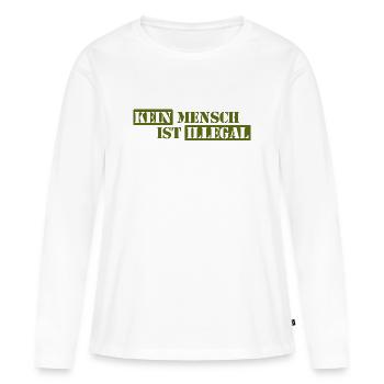 No One Is Illegal - Migration - Illegality - Women's Premium Organic Long Sleeve Shirt - white - Front - Julia (174cm)