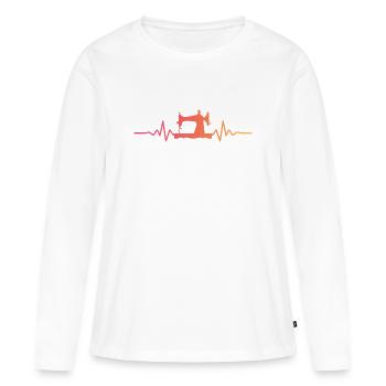 Nähmaschinen-Schneiderin von Sonnenuntergang - Frauen Premium Bio Langarmshirt - Weiß - Vorne - Julia (174cm)