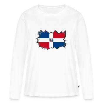 République dominicaine Drapeau Dom Rep Drapeau - T-shirt manches longues Premium bio Femme - blanc - Devant - Julia (174cm)