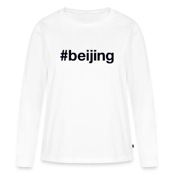 Pékin Hashtag Pékin - T-shirt manches longues Premium bio Femme - blanc - Devant - Julia (174cm)