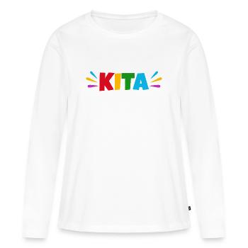 KITA  - Frauen Premium Bio Langarmshirt - Weiß - Vorne - Julia (174cm)