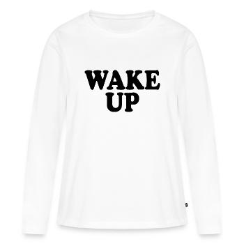 Wake up - T-shirt manches longues Premium bio Femme - blanc - Devant - Julia (174cm)