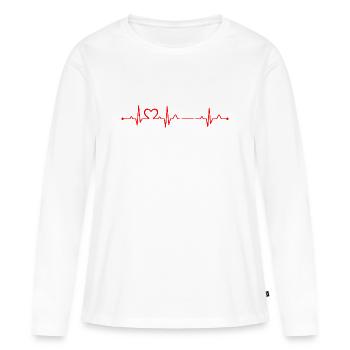 Heartbeat EKG Fitness Girl Active Lifestyle - Women's Premium Organic Long Sleeve Shirt - white - Front - Julia (174cm)