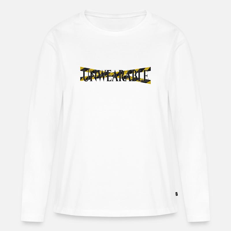 Untragbar – Statement-Design mit Warnband - Frauen Premium Bio Langarmshirt - Weiß