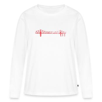 Rendsburger Hochbrücke Scribble Design – RD Skylin - Frauen Premium Bio Langarmshirt - Weiß - Vorne - Julia (174cm)