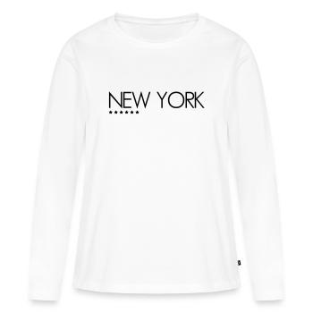 New York - T-shirt manches longues Premium bio Femme - blanc - Devant - Julia (174cm)