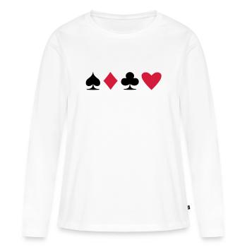 Poker Suit - T-shirt manches longues Premium bio Femme - blanc - Devant - Julia (174cm)