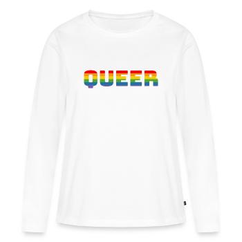 Rainbow queer LGBT CSD Chemise lgbtqi queer - T-shirt manches longues Premium bio Femme - blanc - Devant - Julia (174cm)