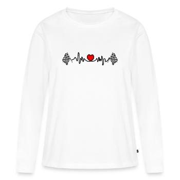 Fréquence cardiaque départ arrivée drapeau cardio pour la course - T-shirt manches longues Premium bio Femme - blanc - Devant - Julia (174cm)