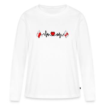 Cardio cardio drapeau Pologne, Poméranie occidentale - T-shirt manches longues Premium bio Femme - blanc - Devant - Julia (174cm)