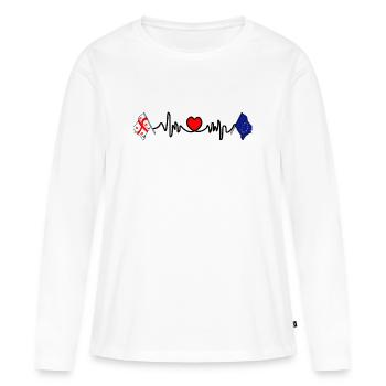 Cardio cardio Drapeau Géorgie drapeau Europe - T-shirt manches longues Premium bio Femme - blanc - Devant - Julia (174cm)