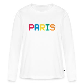 PARIS Pixel - T-shirt manches longues Premium bio Femme - blanc - Devant - Julia (174cm)