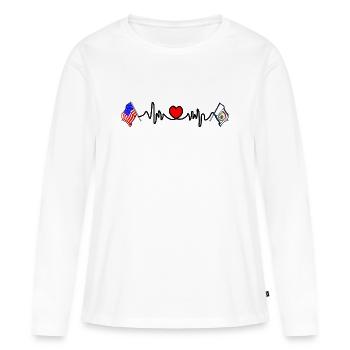 Cardio-Herz mit USA-Flagge und West Virginia-Flagge - Frauen Premium Bio Langarmshirt - Weiß - Vorne - Julia (174cm)