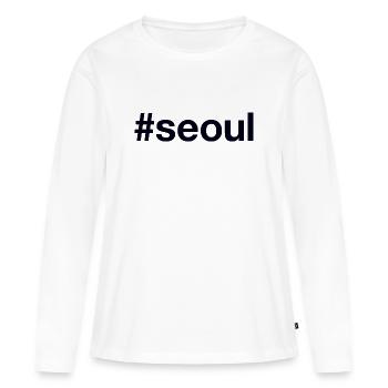 SEOUL Hashtag - T-shirt manches longues Premium bio Femme - blanc - Devant - Julia (174cm)